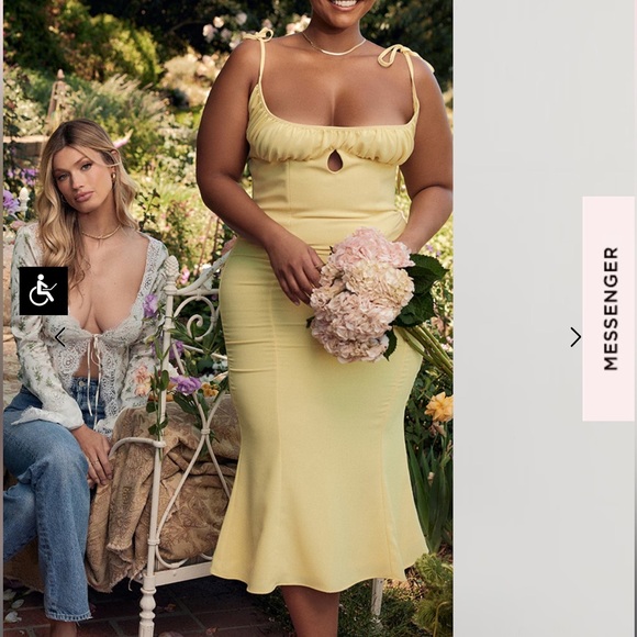 NWT House of CB Soren buttercup yellow cutout dress size L+ - Picture 2 of 14